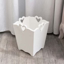 White Wooden Bin With Heart Cut Out Material: Home Decor & Accessories