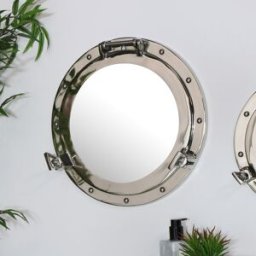 Nautical Porthole Mirror in Silver - 38cm x 38cm Material: Mirrors
