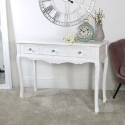 Large White 3 Drawer Console/Dressing Table - Victoria Range Material: Furniture/Furniture Ranges/Victoria Range