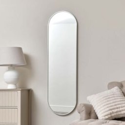 Silver Oval Framed Wall Mirror 140cm x 40cm Material: Mirrors