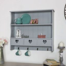 Large Grey Wall Shelf with Heart Drawer Storage Material: Home Decor & Accessories/Shelves & Storage