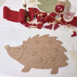 Set of 4 Brown Hedgehog Shaped Felt Placemats Material: Christmas