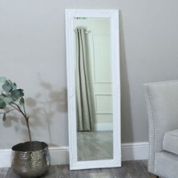 Tall / Long White Ornate Wall / Leaner Mirror 47cm x 142cm Material: Mirrors/Leaner Mirrors