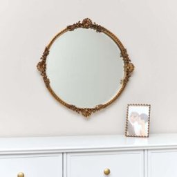 Round Gold Ornate Wall Mirror 56cm x 56cm Material: Mirrors