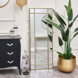 Gold Framed Art Deco Wall / Leaner Mirror 54cm x 142cm Material: Mirrors