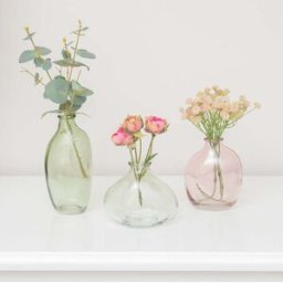 Set Of 3 Green & Pink Glass Vases Material: Home Decor & Accessories
