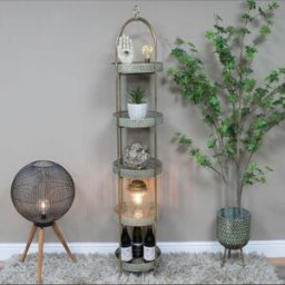 Antique Gold & Blue Moroccan Style Five Tier Freestanding Shelf - 166cm Material: Home Decor & Accessories/Shelves & Storage