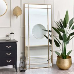 Large Gold Framed Art Deco Wall / Leaner Mirror 80cm x 180cm Material: Mirrors