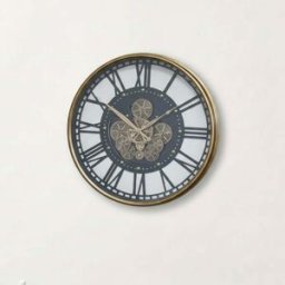 Round Gold Metal Cog Clock - 54cm x 54cm Material: Home Decor & Accessories/Clocks