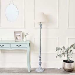 Rustic Grey Floor Lamp with Linen Shade Material: Home Decor & Accessories/Lighting