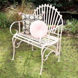 Ornate Pink Metal Painted Garden Chair 62cm Material: Garden