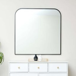 Large Black Curved Square Arched Overmantle Mirror 100cm x 100cm Material: Mirrors