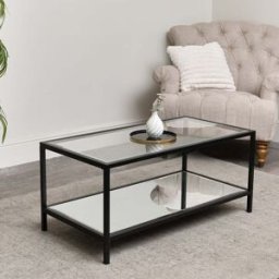 Black Glass & Mirrored Coffee Table Material: Furniture/Coffee Tables