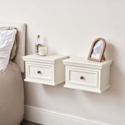 Pair of Ivory Wall Mounted Bedside Tables - Daventry Ivory Range Material: Furniture/Furniture Ranges/Daventry Range/Daventry Ivory Range