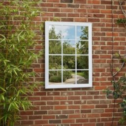 Large Matte White Window Mirror 130cm x 95cm Material: Garden