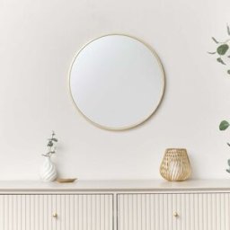 Round Gold Wall Mirror - 50cm x 50cm Material: Mirrors