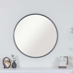 Large Round Black Framed Wall Mirror 80cm x 80cm Material: Mirrors