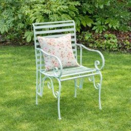 Ornate Metal Sage Green Garden Chair - 55cm x 92cm Material: Garden