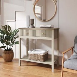 Taupe 2 Drawer Console / Dressing Table - Hales Taupe Range Material: Furniture/Furniture Ranges/Hales Range/Hales Taupe Range
