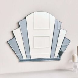 Grey Glass Art Deco Arch Fan Wall Mirror 80cm x 60cm Material: Mirrors