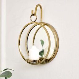 Round Gold Mirrored Wall Candle Sconce Material: Home Decor & Accessories