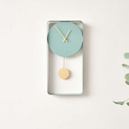 Teal Blue Metal Pendulum Wall Clock 41cm Material: Home Decor & Accessories/Clocks