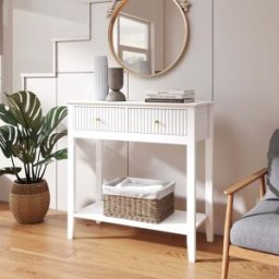 White 2 Drawer Console / Dressing Table - Hales White Range Material: Furniture/Furniture Ranges/Hales Range/Hales White Range