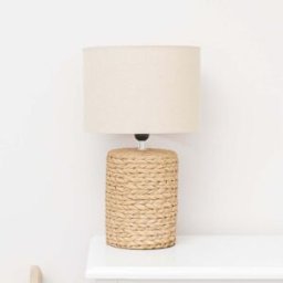 Natural Rope Effect Table Lamp with Beige Linen Shade Material: Home Decor & Accessories/Lighting