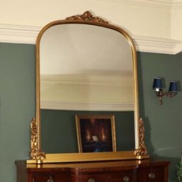 Extra Large Arch Antique Gold Ornate Overmantle Mirror - 1.52m x 1.28m Material: Mirrors