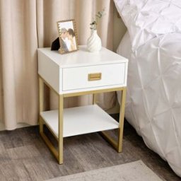 One Drawer Bedside Table - Elle White Range Material: Furniture/Furniture Ranges/Elle Range/Elle White Range
