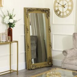 Large Ornate Gold Wall / Leaner Mirror 78cm x 158cm Material: Mirrors