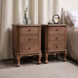 Pair Of 2 Dark Wood 3 Drawer Bedside Tables - Ashwell Range Material: Furniture/Furniture Ranges/Ashwell Range