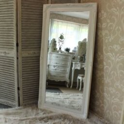 Extra Large White Antique Wall/Floor Mirror 158cm x 78cm Material: Mirrors/Leaner Mirrors