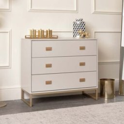 Large 3 Drawer Chest of Drawers - Elle Stone Range Material: Furniture/Furniture Ranges/Elle Range/Elle Stone Range