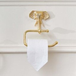 Metallic Gold Elephant Toilet Roll Holder 18cm x 19cm Material: Shop By Room/Bathroom
