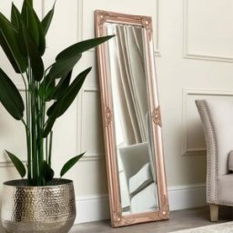 Tall Ornate Rose Gold Pink Mirror - 47cm x 142cm Material: Mirrors