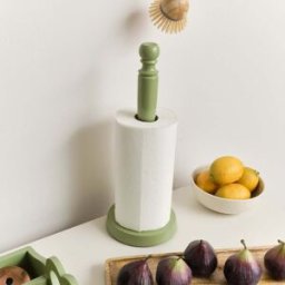 Green Painted Wooden Kitchen Roll Holder - 37cm Material: Shop By Room/Kitchen & Dining/Kitchen & Dining Accessories