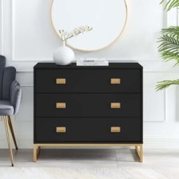 Large 3 Drawer Chest of Drawers - Elle Black Range Material: Furniture/Furniture Ranges/Elle Range/Elle Black Range