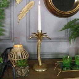 Gold Metal Palm Tree Candle Holder Material: Home Decor & Accessories/Candle Holders & Candelabras