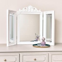 White Ornate Dressing Table Triple Mirror Material: Mirrors/Dressing Table Mirrors
