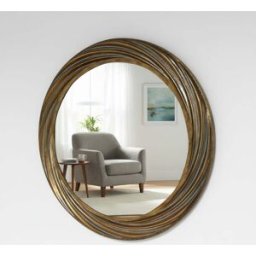 Large Antique Gold Round Swirl Mirror - 80cm x 80cm Material: Mirrors