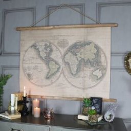 Large Rustic World Map Hanging Canvas Print 106cm x 73cm Material: Home Decor & Accessories/Wall Art & Plaques