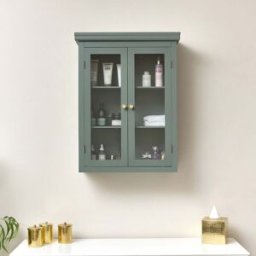 Green Glass Fronted Wall Cabinet 75cm x 57cm Material: Home Decor & Accessories/Shelves & Storage