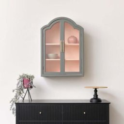 Arched Khaki Green & Peach Wall Cabinet 79cm x 57cm Material: Home Decor & Accessories/Shelves & Storage