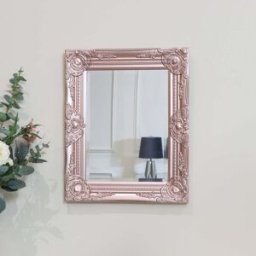 Ornate Rose Gold Pink Wall Mirror with Bevelled Glass Material: Mirrors