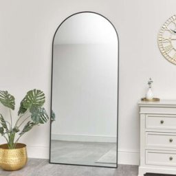 Large Black Arched Wall / Leaner Mirror - 180cm x 80cm Material: Mirrors