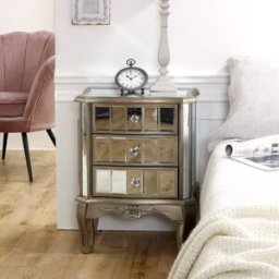 Mirrored 3 Drawer Bedside Table - Tiffany Range Material: Furniture/Furniture Ranges/Tiffany Range