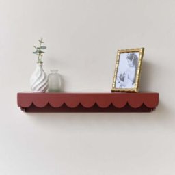 Large Oxblood Dark Red Scalloped Wall Storage Shelf - 61cm Material: Home Decor & Accessories/Shelves & Storage