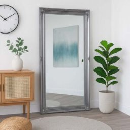 Large Ornate Silver Wall / Floor / Leaner Mirror 158cm x 78cm Material: Mirrors