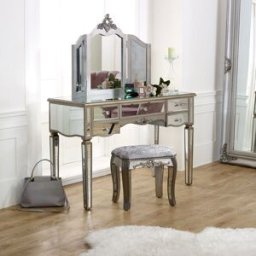Large Mirrored Dressing Table, Mirror & Stool Set - Tiffany Range Material: Furniture/Furniture Ranges/Tiffany Range